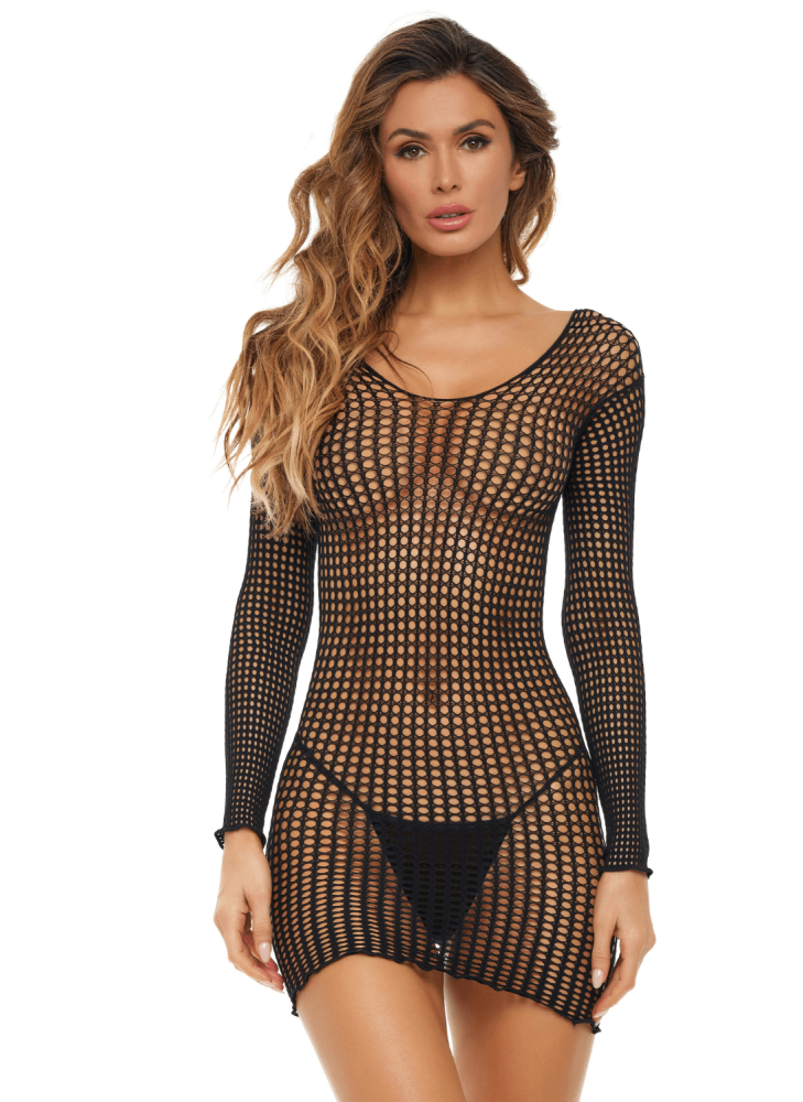 Robe résille fantaisie noir - REN7107-BLK